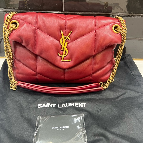 Yves Saint Laurent Handbags - Yves Saint Laurent Red Lambskin Small Puffer
